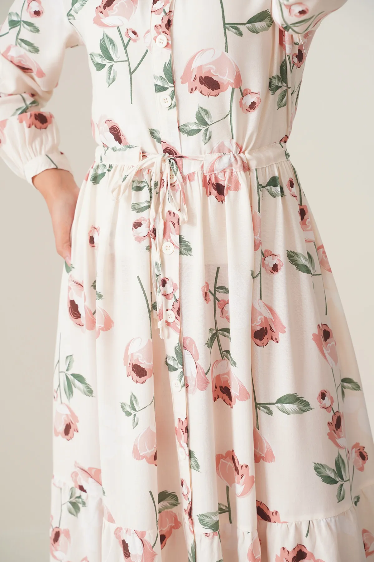 Bigdart  2144 Wunderschönes Hijab-Kleid mit Kragen - A.ekru