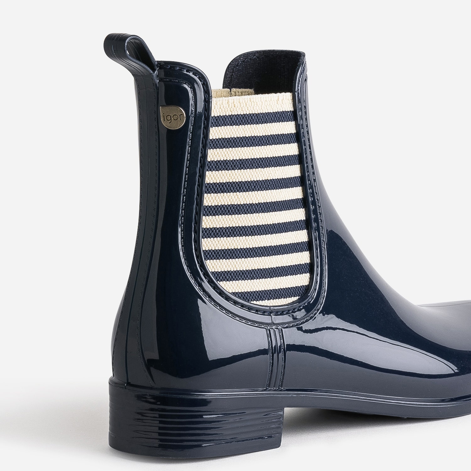 Chelsea boots de pluie IGOR marine élastiques rayés