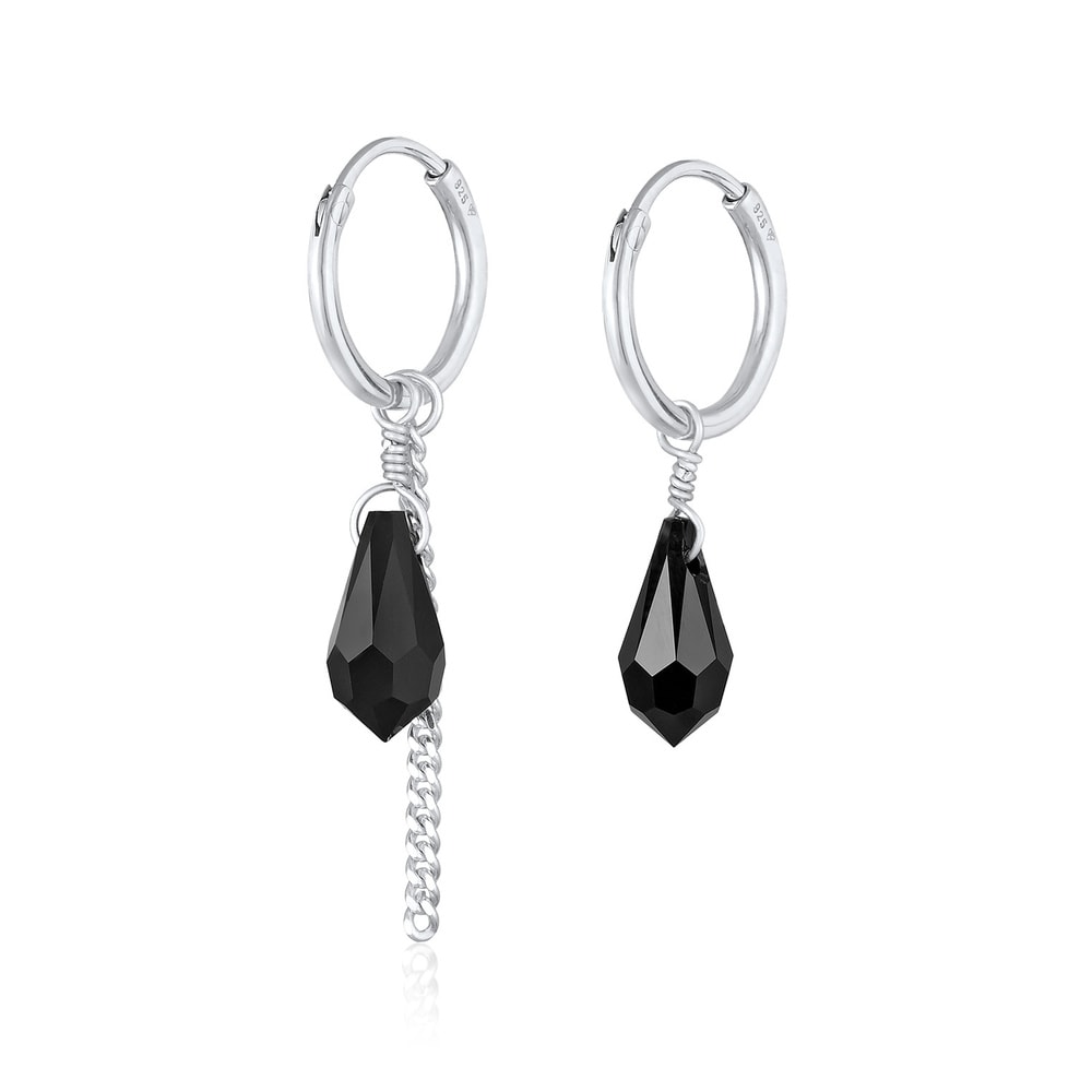 Elli Elli Boucles d'Oreilles Femmes créoles pendentif chaîne goutte avec cristal en ar Boucles d'oreilles