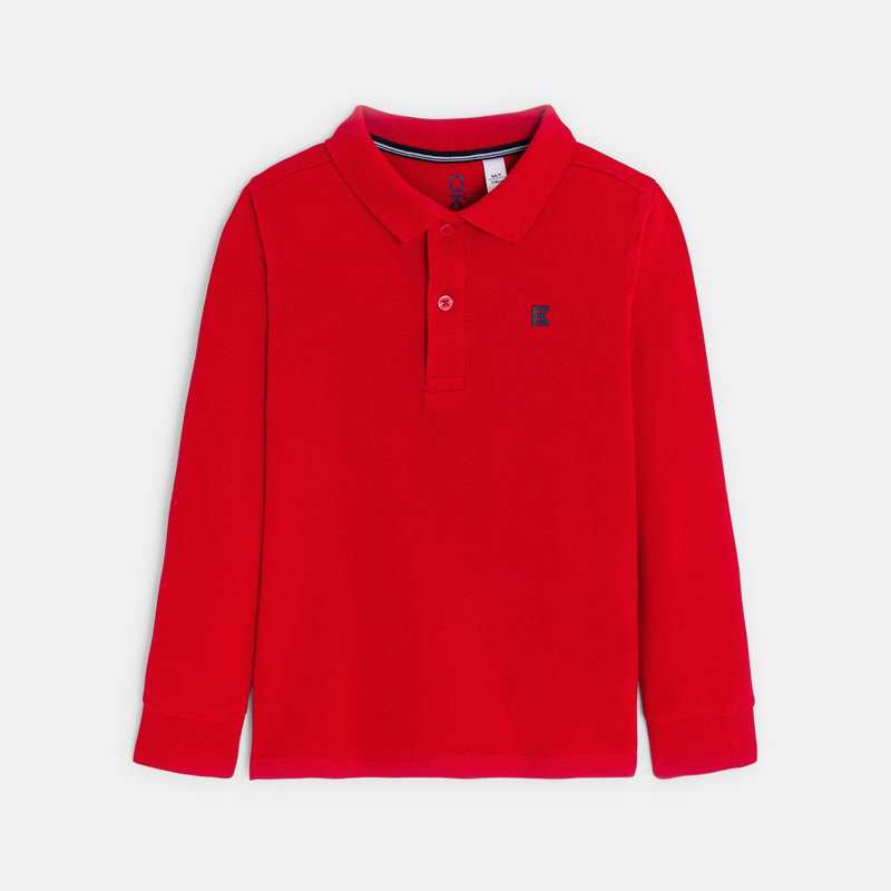 Polo manches longues rouge garçon