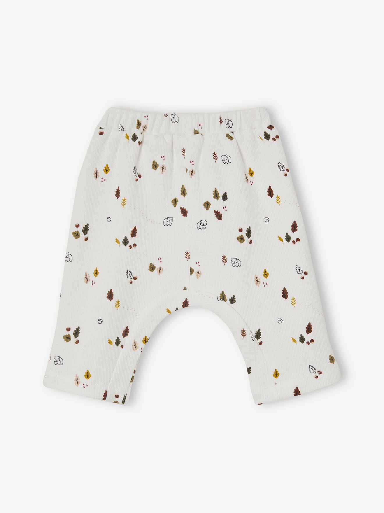 Lot de 2 pantalons bébé en nid d'abeille lot ivoire