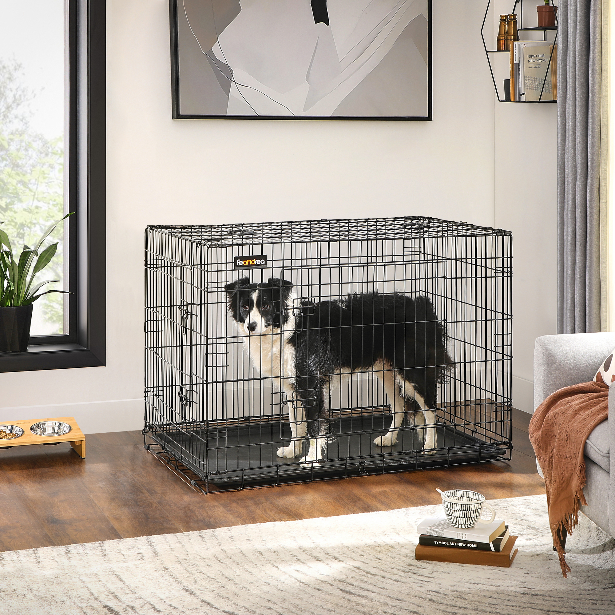 FEANDREA Transportboxen & Gitterboxen FEANDREA S-XXL Hundekäfig mit 2 Türen 1,07 m, 70 cm, 77,5 cm