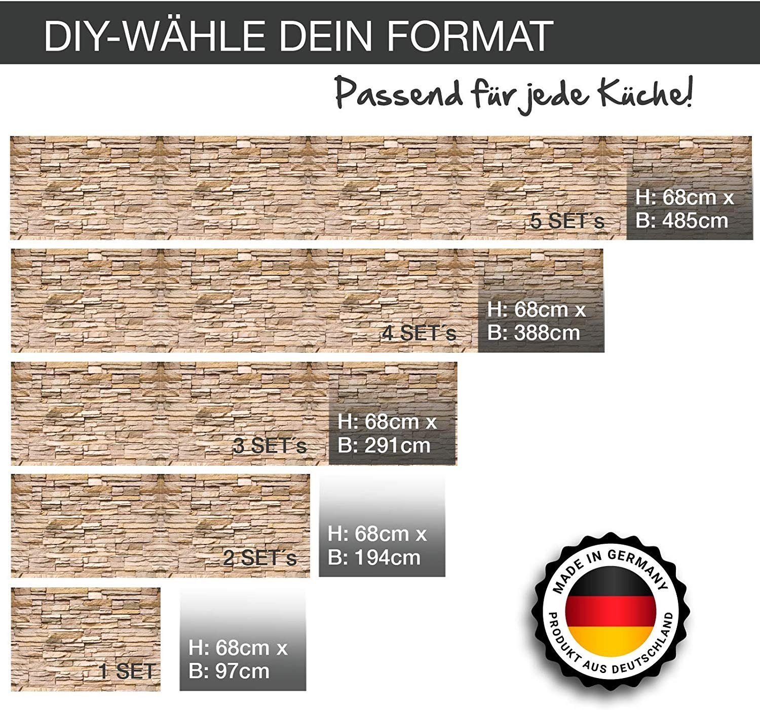 ROXUS Spritzschutz 1a Küchennischen Deko, Spritzschutz, Küchenrückwand, Wandschutz, Wandschutz,einfach leichte schnelle Montage