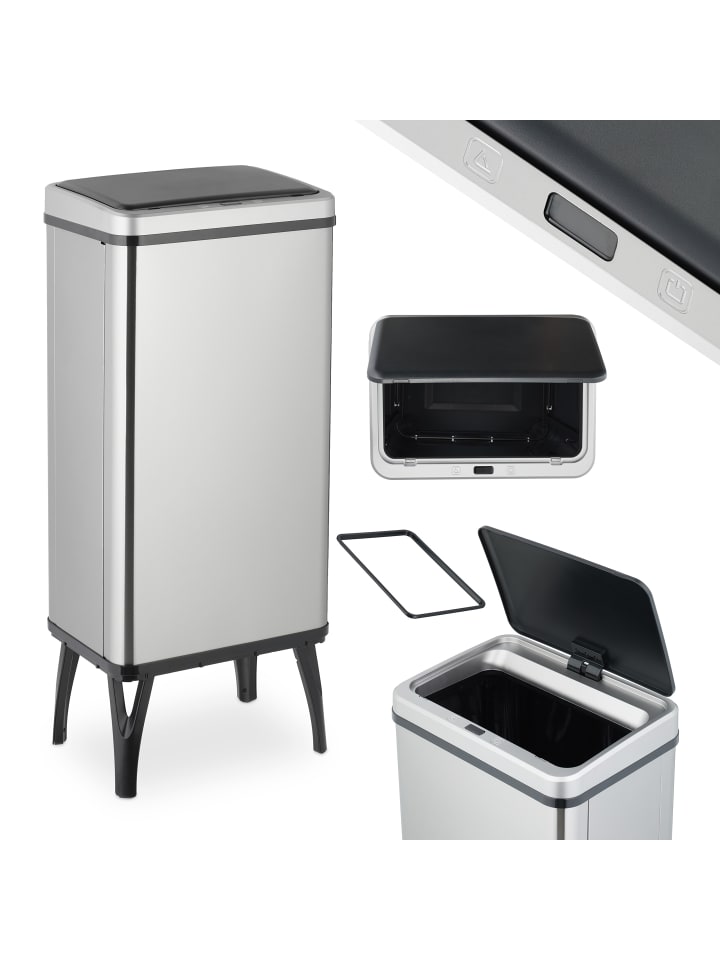 relaxdays Mülleimer mit Sensor in Silber - 50 Liter günstig kaufen onesize