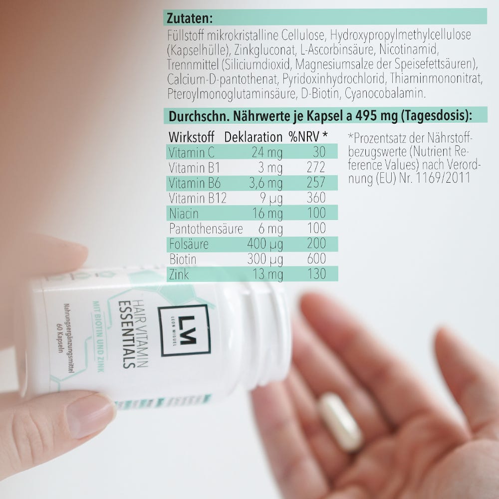 Leon Miguel Hair Vitamin Essentials mit Biotin + Zink 60 Stück