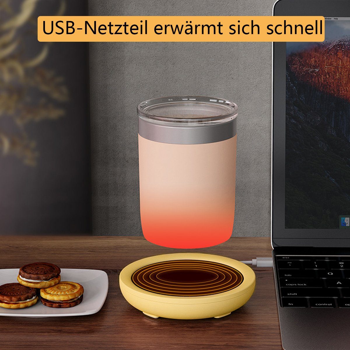ZmdecQna Tassenwärmer Kaffeetassenwärmer mit Schwerkraftschalter,für Tee, Kaffee, Milch