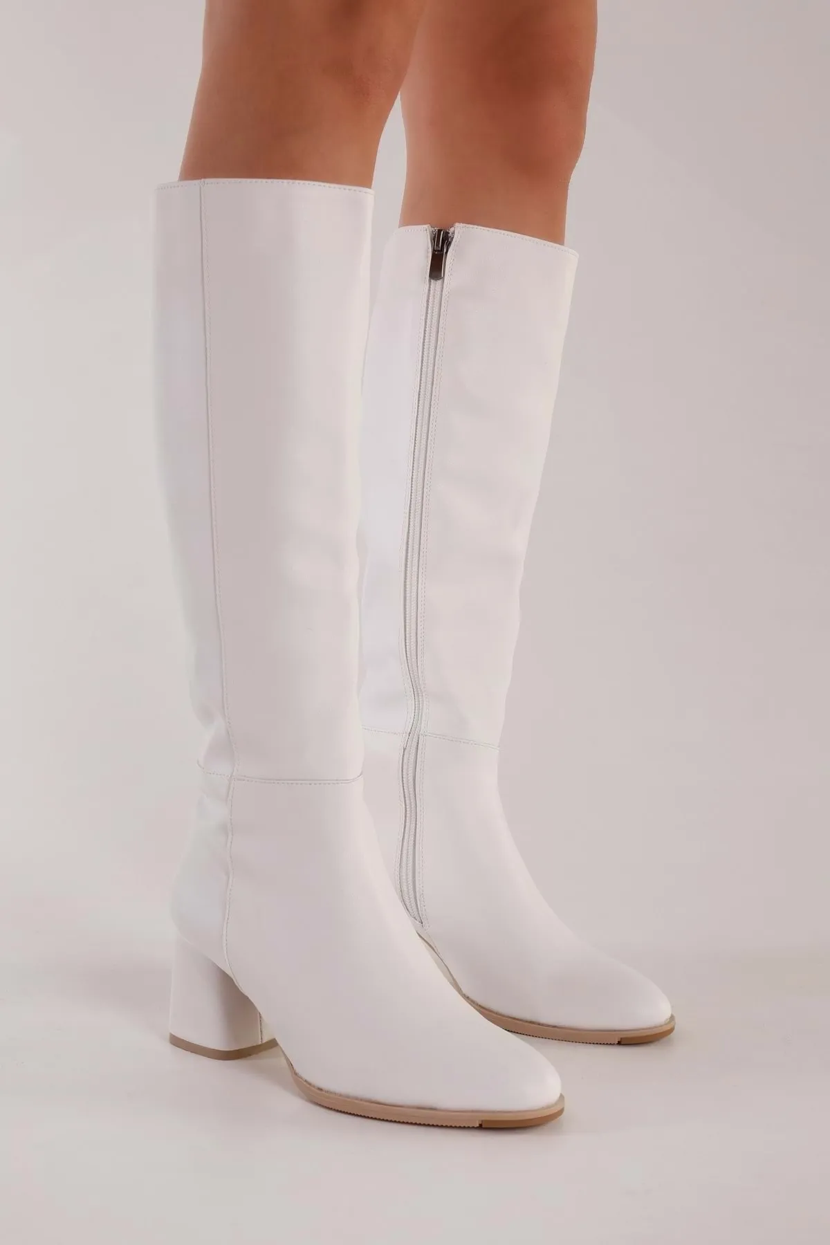 Shoeberry  Kiella White Skin Damenstiefel mit Absatz White Skin