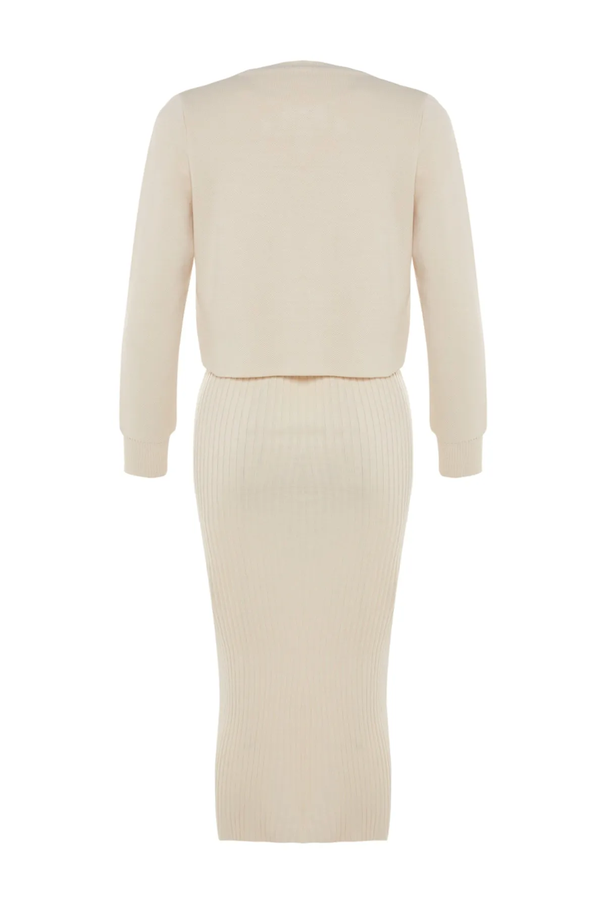 Trendyol Collection  Steinfarbener Midi-Strick-Cardigan-Anzug TWOSS23EL00738