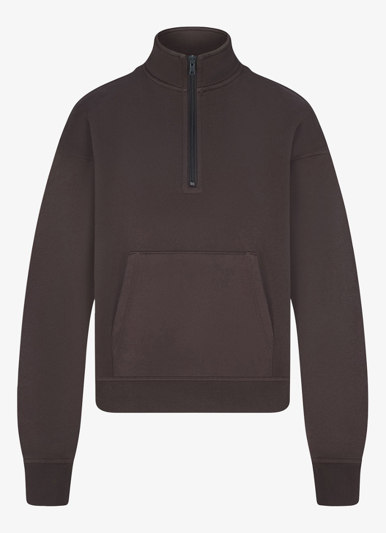 SKIMS French-Terry-Loungewear-Pullover aus Bio-Baumwolle mit halbem Reißverschluss