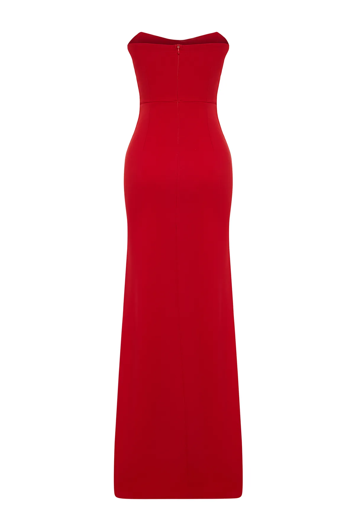 Trendyol Collection  Rotes, figurbetontes, langes Abendkleid aus Webstoff TPRSS24AE00009