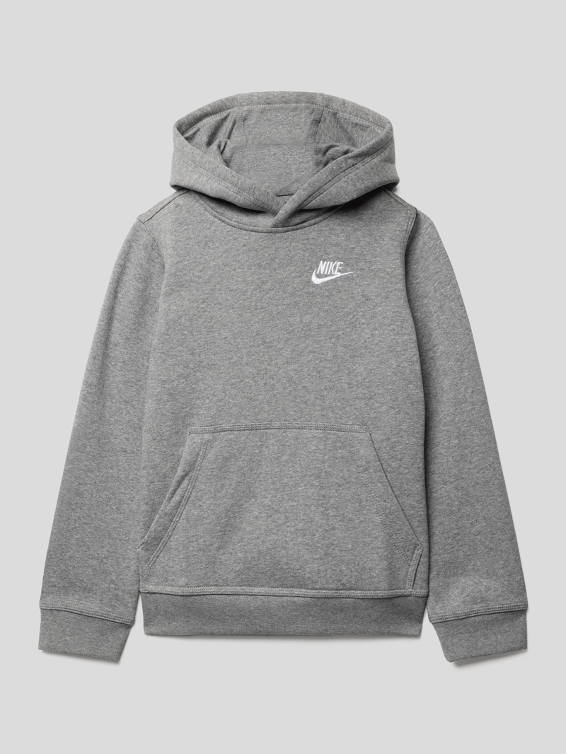 Hoodie mit Label-Stitching in mittelgrau meliert