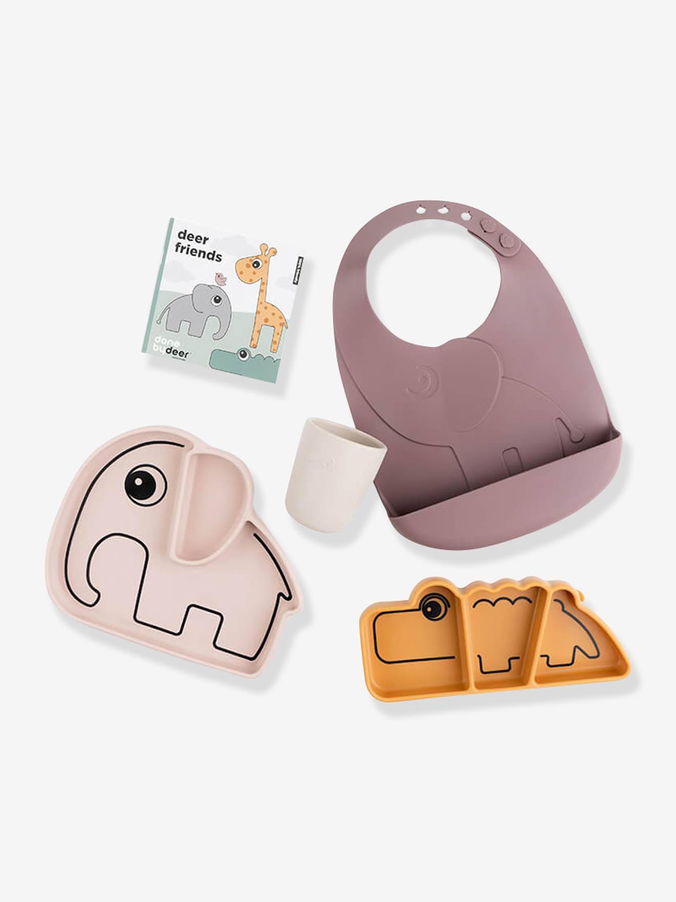 Coffret repas 4 pièces DONE BY DEER Goodie Box Stick&Stay en silicone bleu/gris/vert