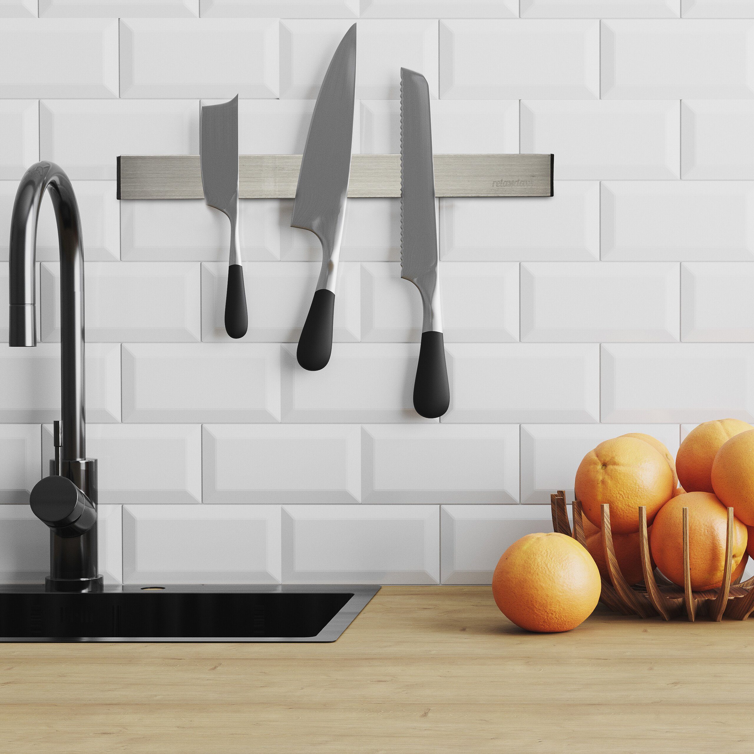 relaxdays Wand-Magnet Messer-Leiste Selbstklebende Magnetleiste