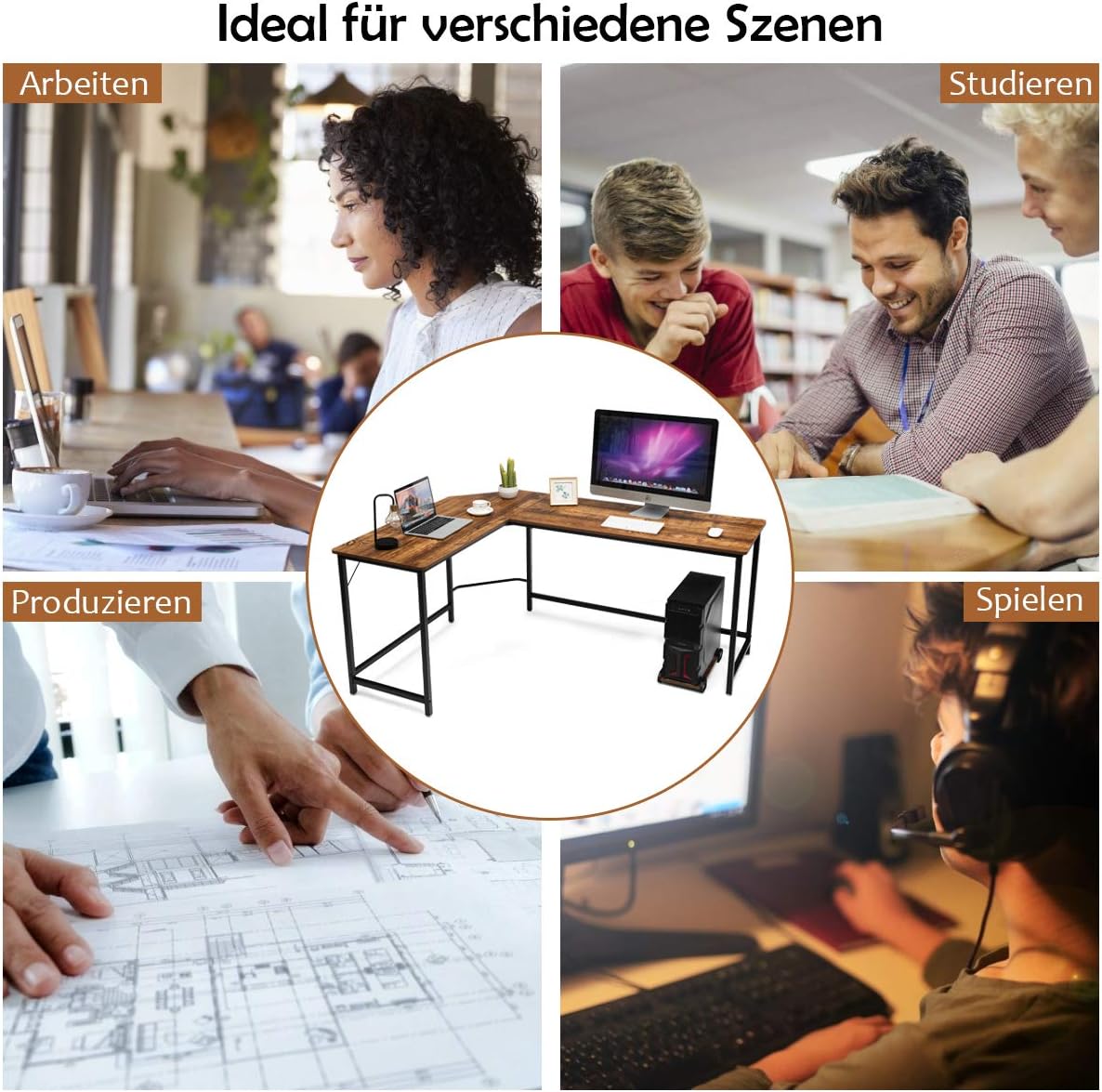 Costway COSTWAY Schreibtisch L-Form, Eckschreibtisch