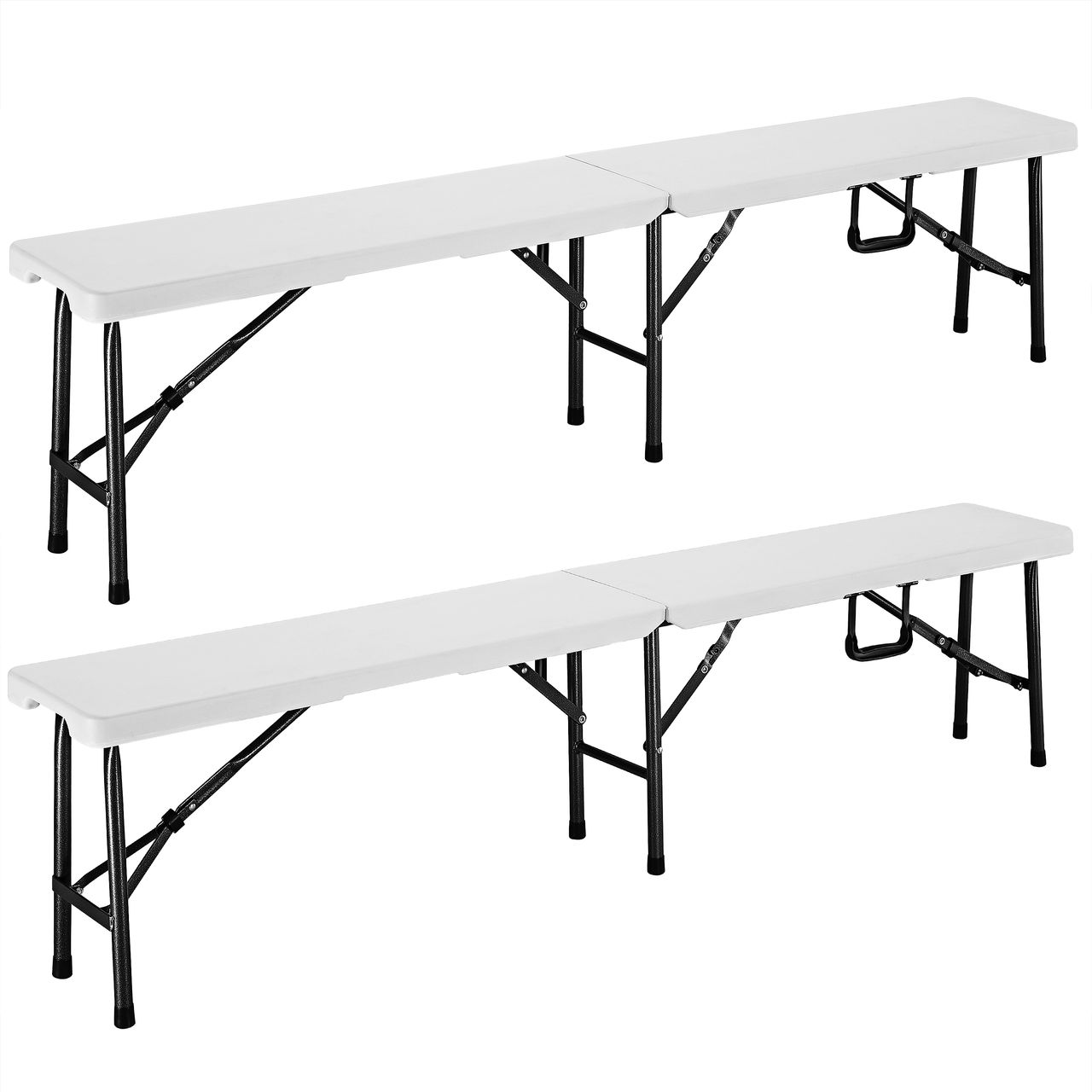 Casaria Deuba Bierbank Kunststoff 180x25x43cm 2er Set weiß
