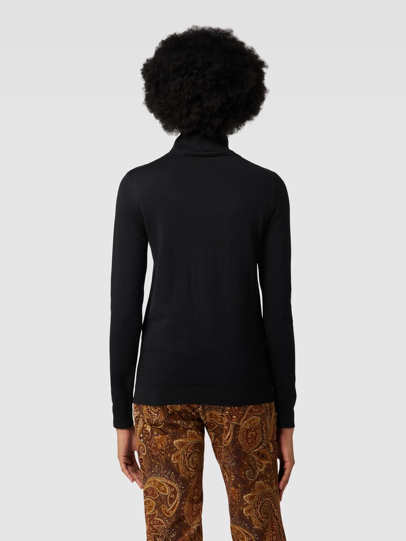 Rollkragenpullover in unifarbenem Design mit Label-Detail in schwarz