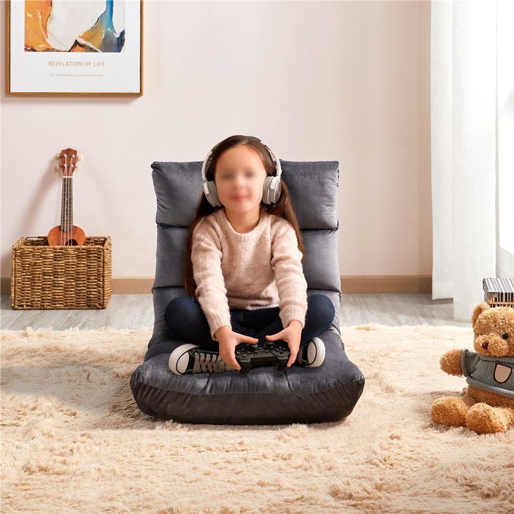 Yaheetech Relaxsessel, Bodensessel Faltbar, Lazy Sofa, Lesesessel für Zuhause