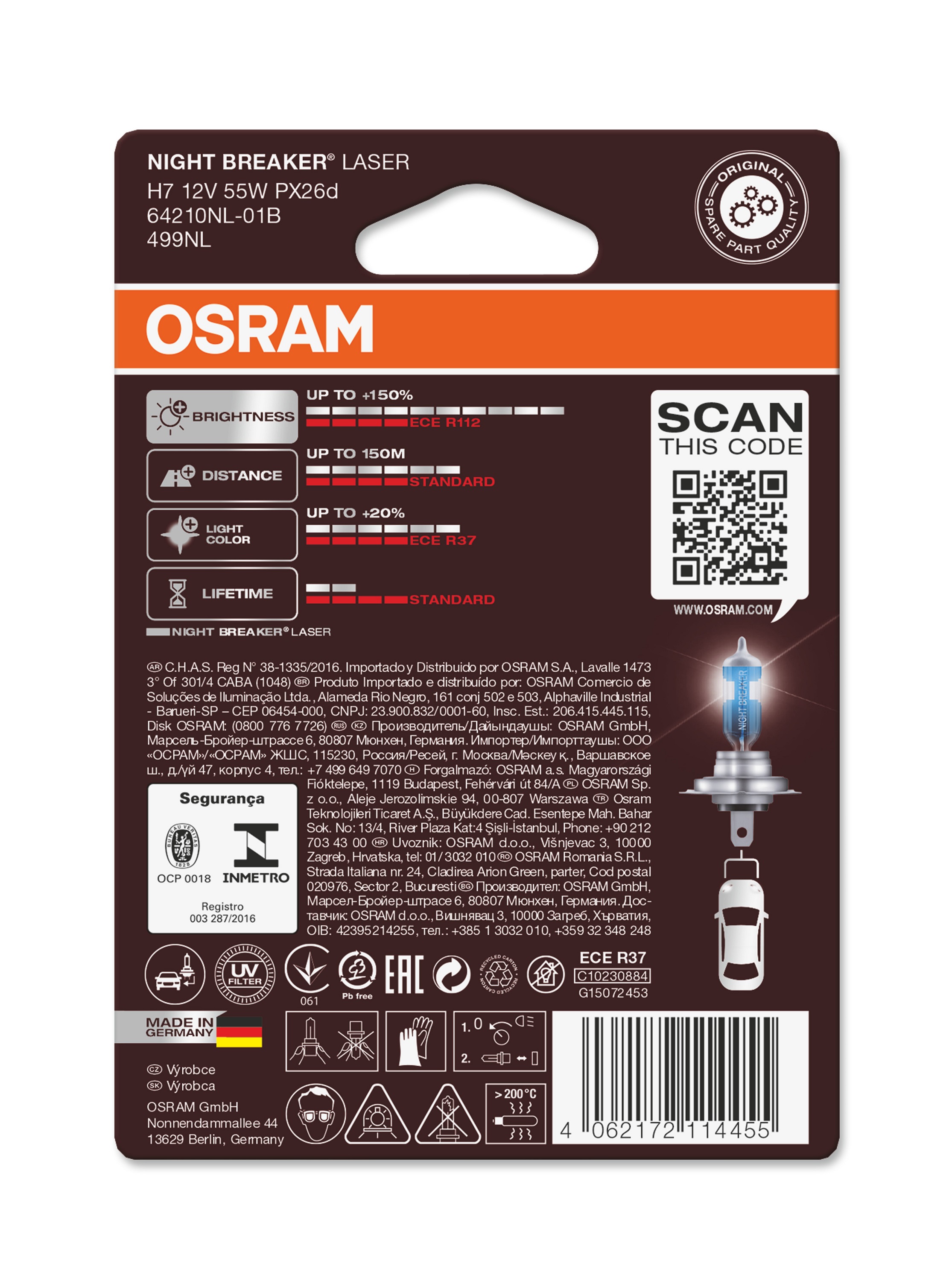 OSRAM Night Breaker Laser H7 12 V 55-W, 1 Stück - ATU