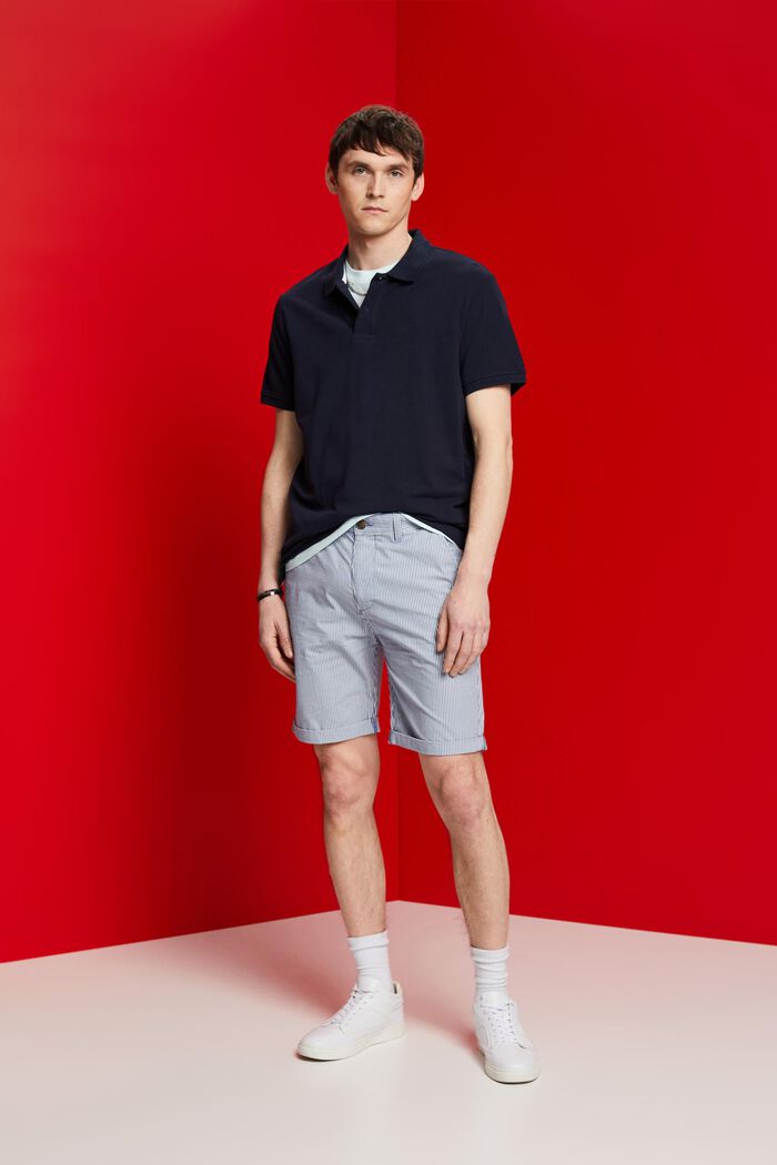 Gestreifte Chino-Shorts, 100 % Baumwolle