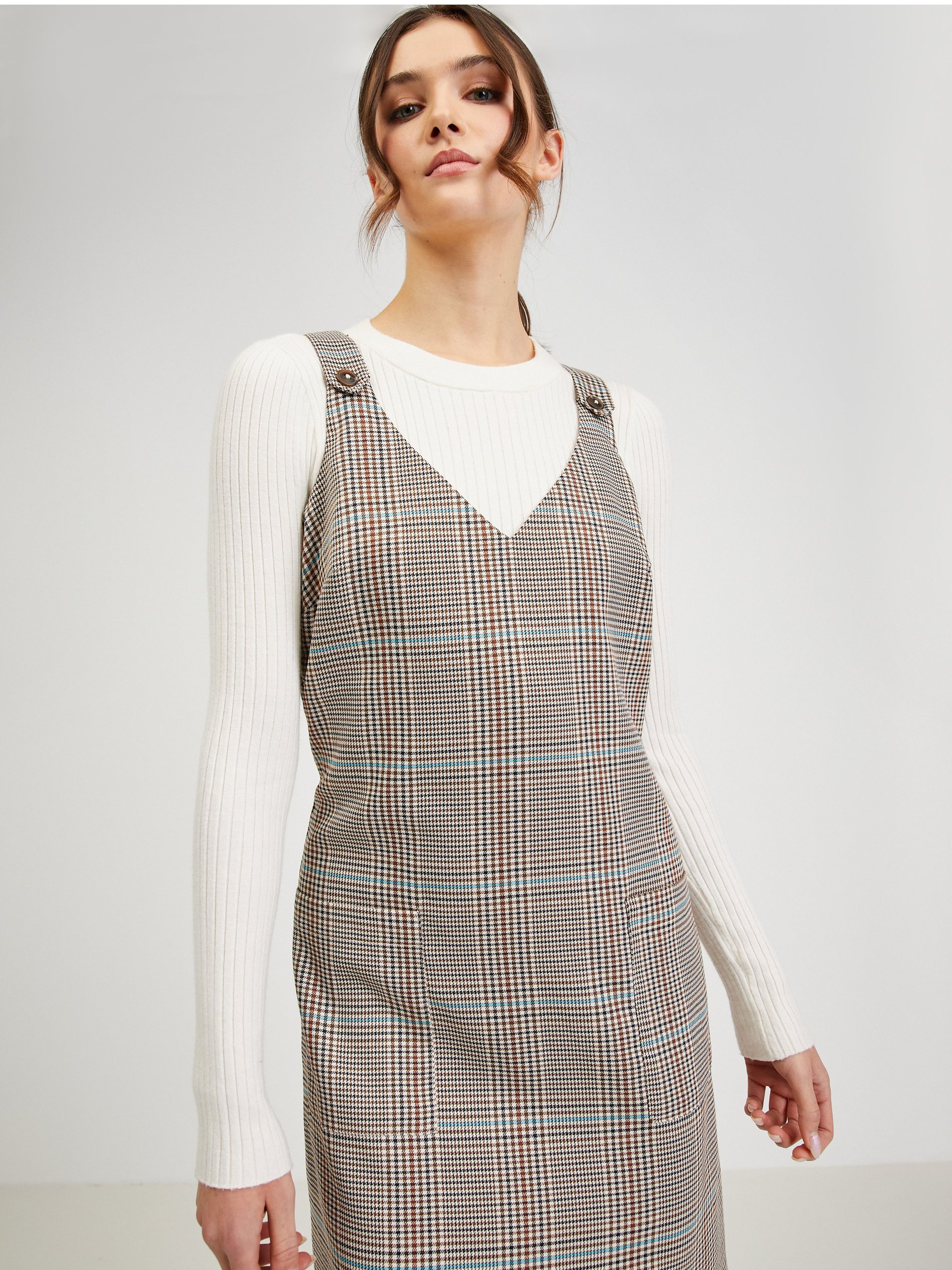 Braunes kariertes Kleid ORSAY