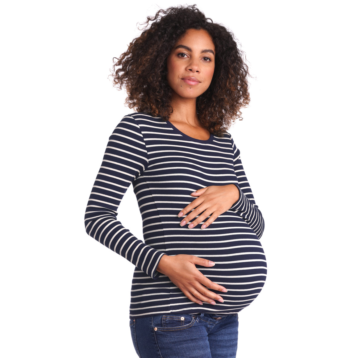 Damen Umstands-Langarmshirt im Ripp-Qualität