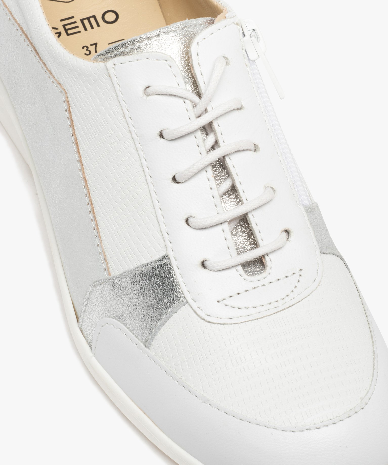 Derbies femme confort style baskets en cuir blanc | GEMO