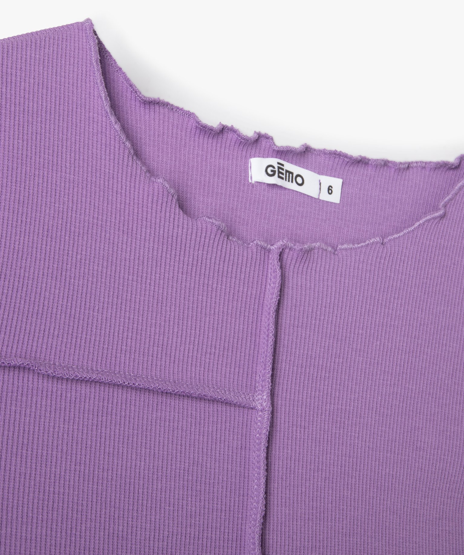 Tee-shirt fille à manches courtes finition roulottée et ef... violet | GEMO