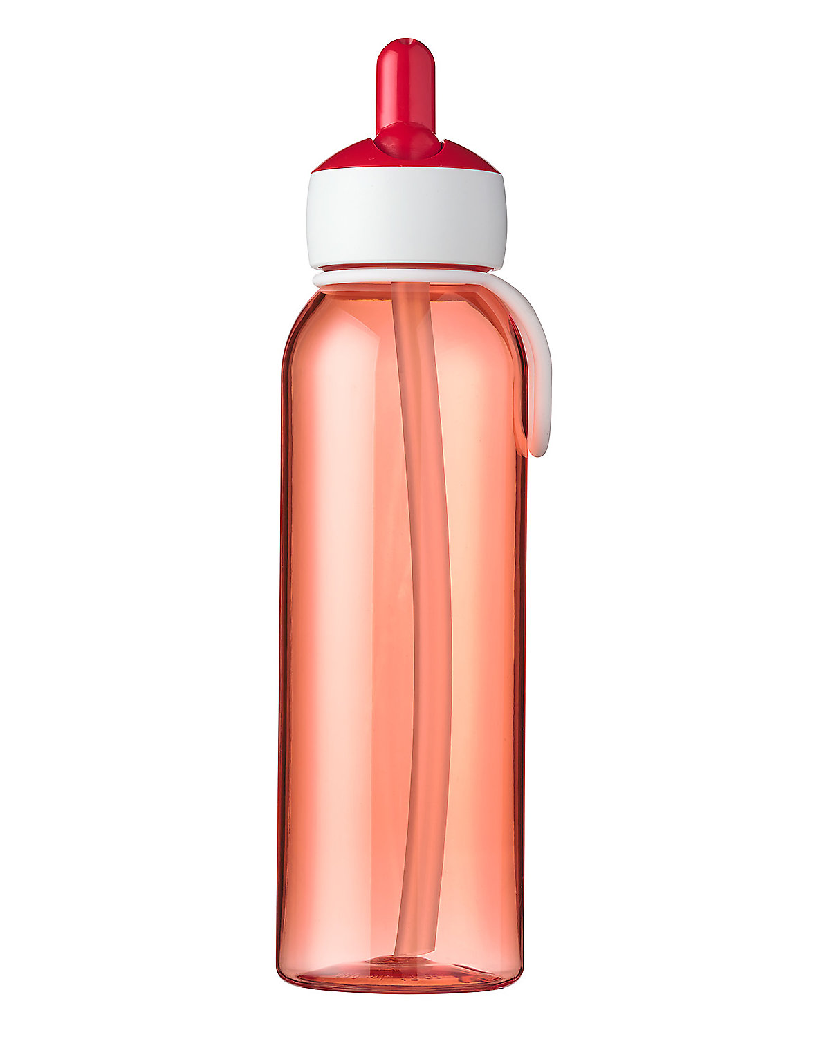 Trinkflasche Flip-up rot mit Mundstück & Halm, 500 ml