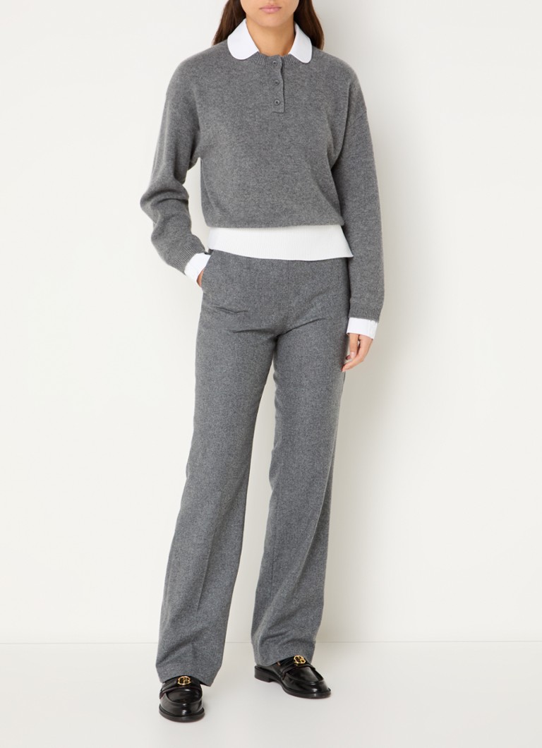 Pantaloni a vita alta e gamba dritta di Claudie Pierlot Piwni in misto lana con tasche laterali.