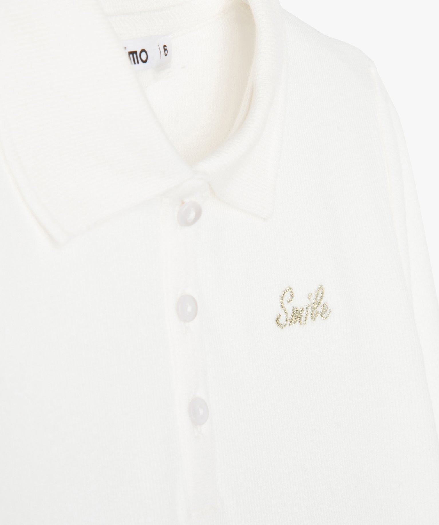 Tee-shirt fille à manches longues et col polo ecru | GEMO