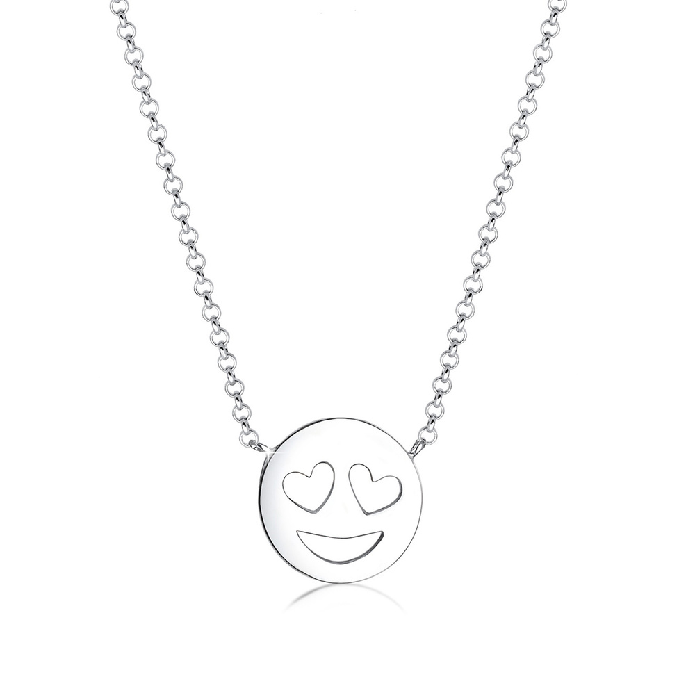 Elli Elli Collier Femme Icône Smile Emoji Heureux - (925/1000) Argent Bijoux