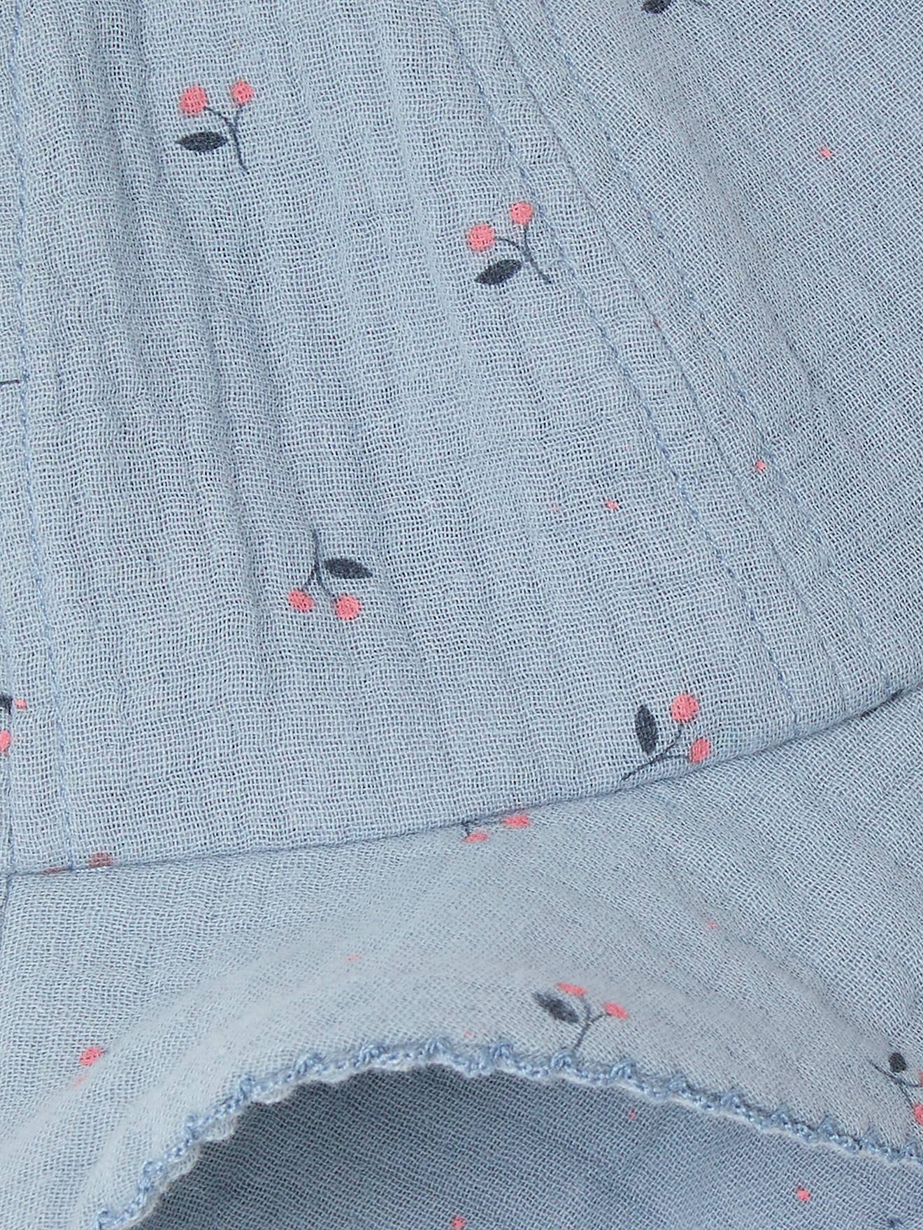 Vertbaudet Baby-Set aus Musselin: Kleid & Sonnenhut - blau chambray