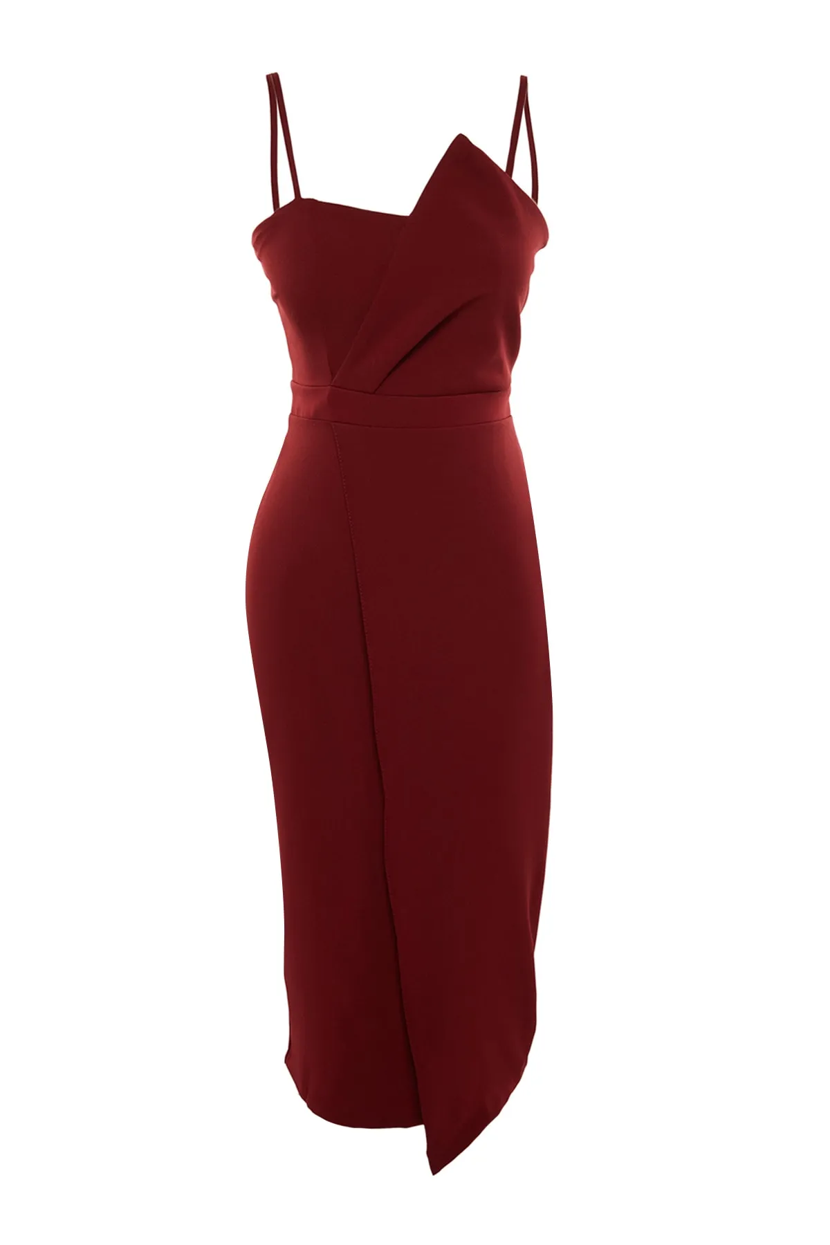 Trendyol Collection  Burgunderrotes, zweireihiges, gewebtes, elegantes Abendkleid TPRSS19FZ0136