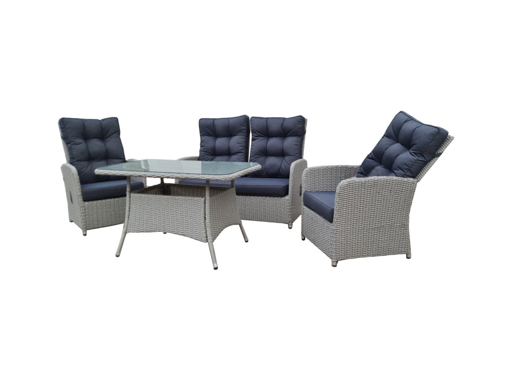 HC Garten & Freizeit Dining-Set 9 tlg. Lounge inkl. Sicherheitsglasplatte