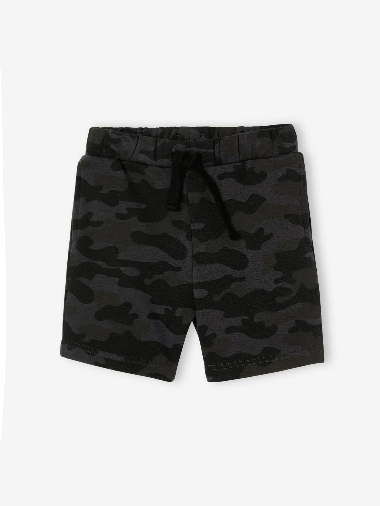 Bermuda camouflage en molleton garçon noir imprimé
