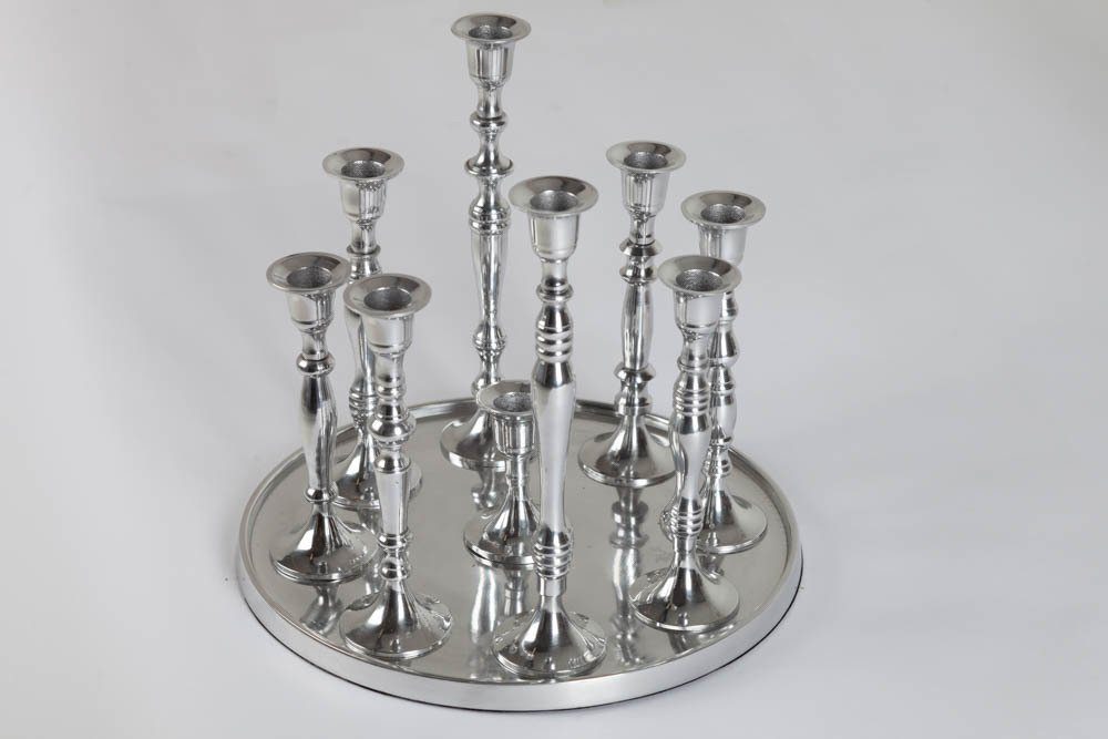 riess-ambiente Kerzenständer MODERN BAROCK 25cm silber (1 St), Metall · Kerzenhalter · Deko · Barock-Design