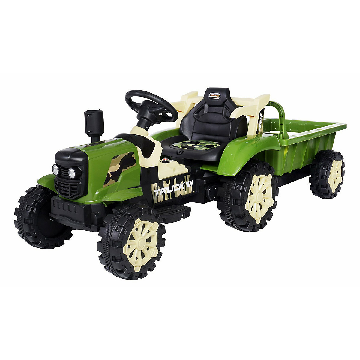 Kinder Elektroauto Traktor mit Anhänger - 2x25 Watt - Kinderauto mit Fernbedienung - Soundmodul