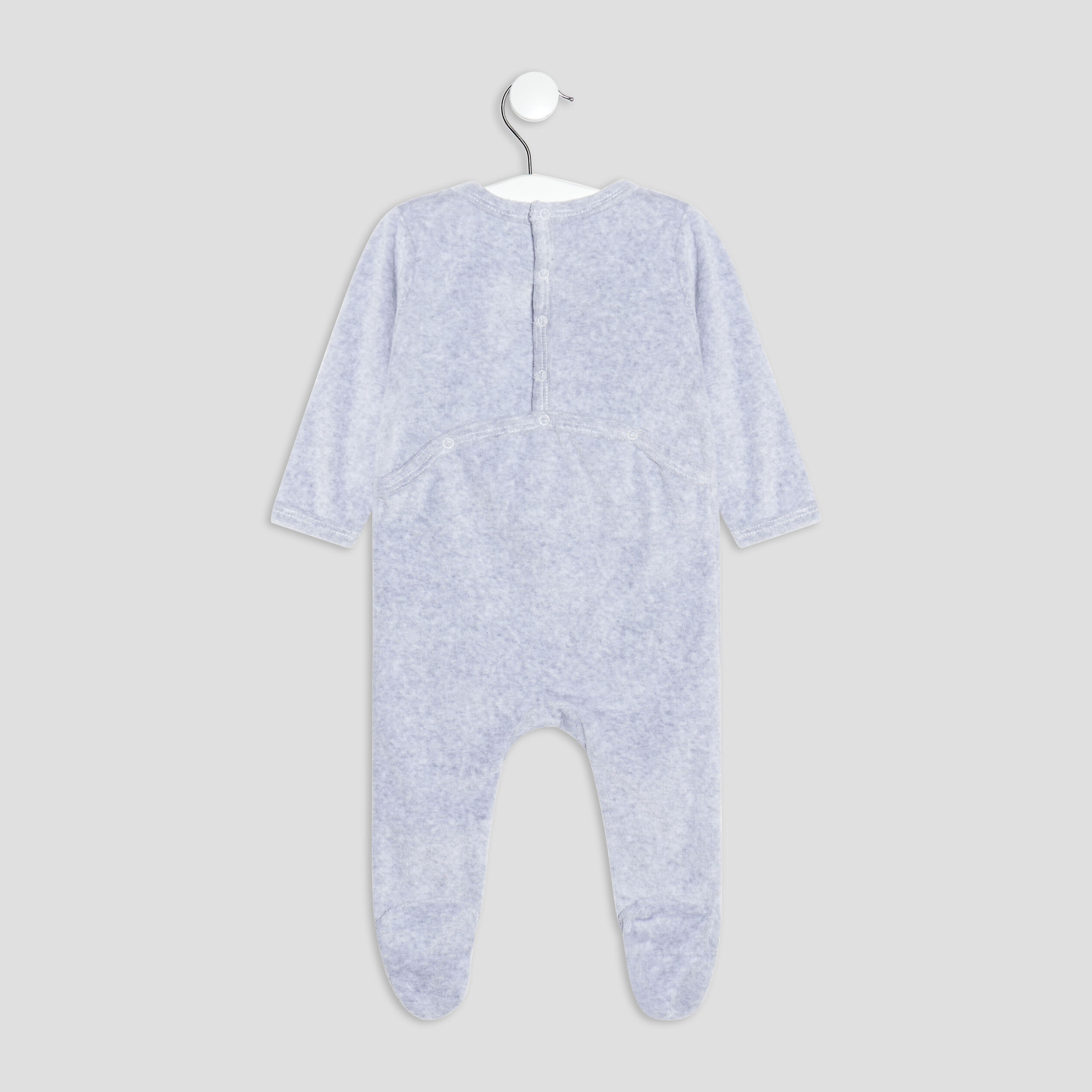 Dors-bien velours manches longues gris clair mixte | La Halle
