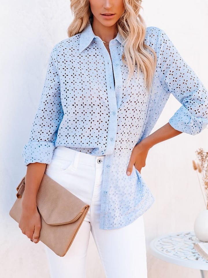 Milan Kiss Bluse in Hellblau günstig kaufen