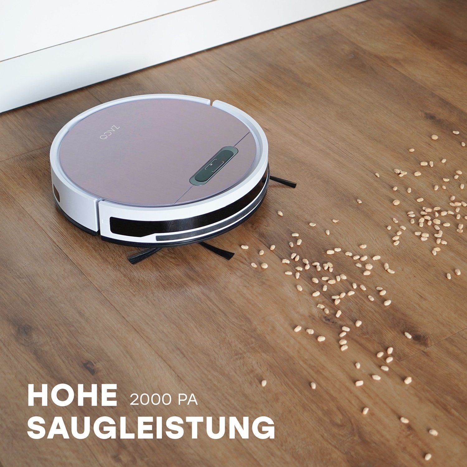 ZACO Nass-Trocken-Saugroboter V6, 22 W, 600ml beutelloser Staubtank oder 1000ml Staubbeutel, mit Wischfunktion, SmartHome, App, Alexa, für Tierhaar & Allergiker
