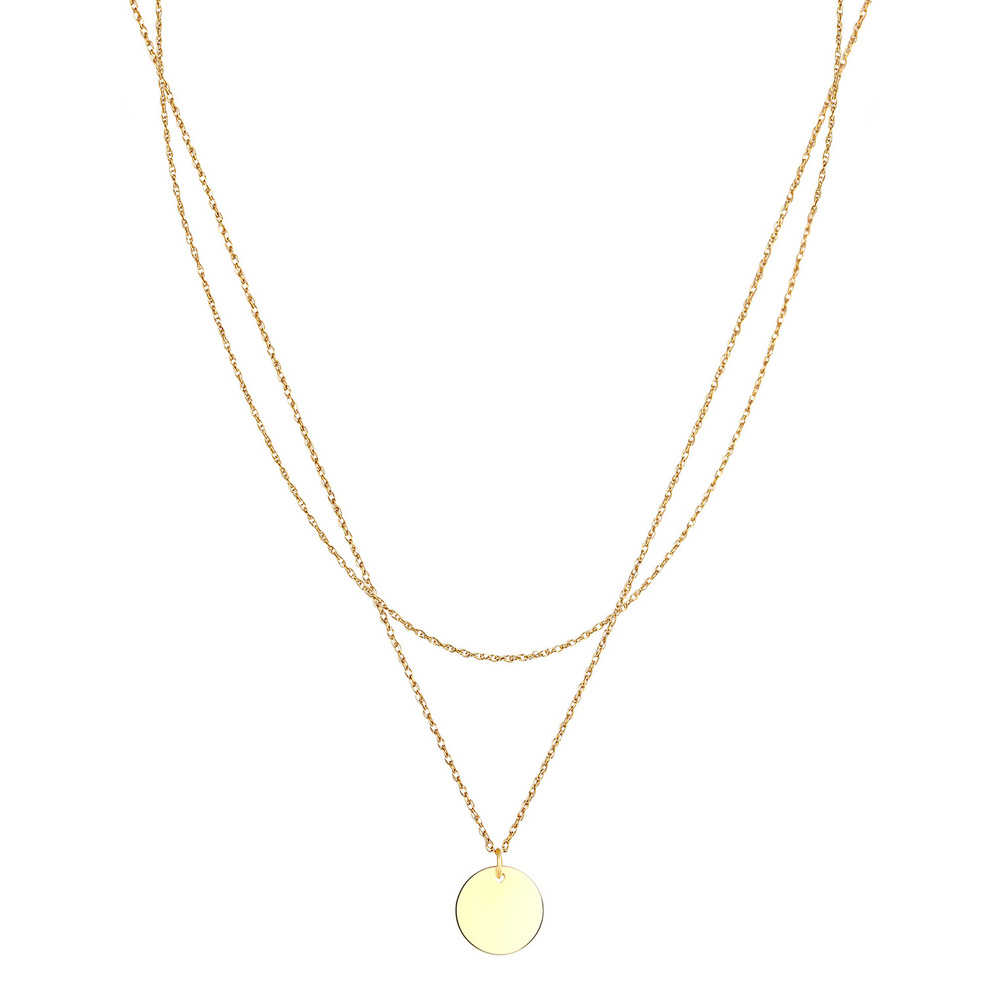 Elli Elli Collier Femmes Ensemble Couches Plaquette Cercle Basique Minimaliste en Arge collier