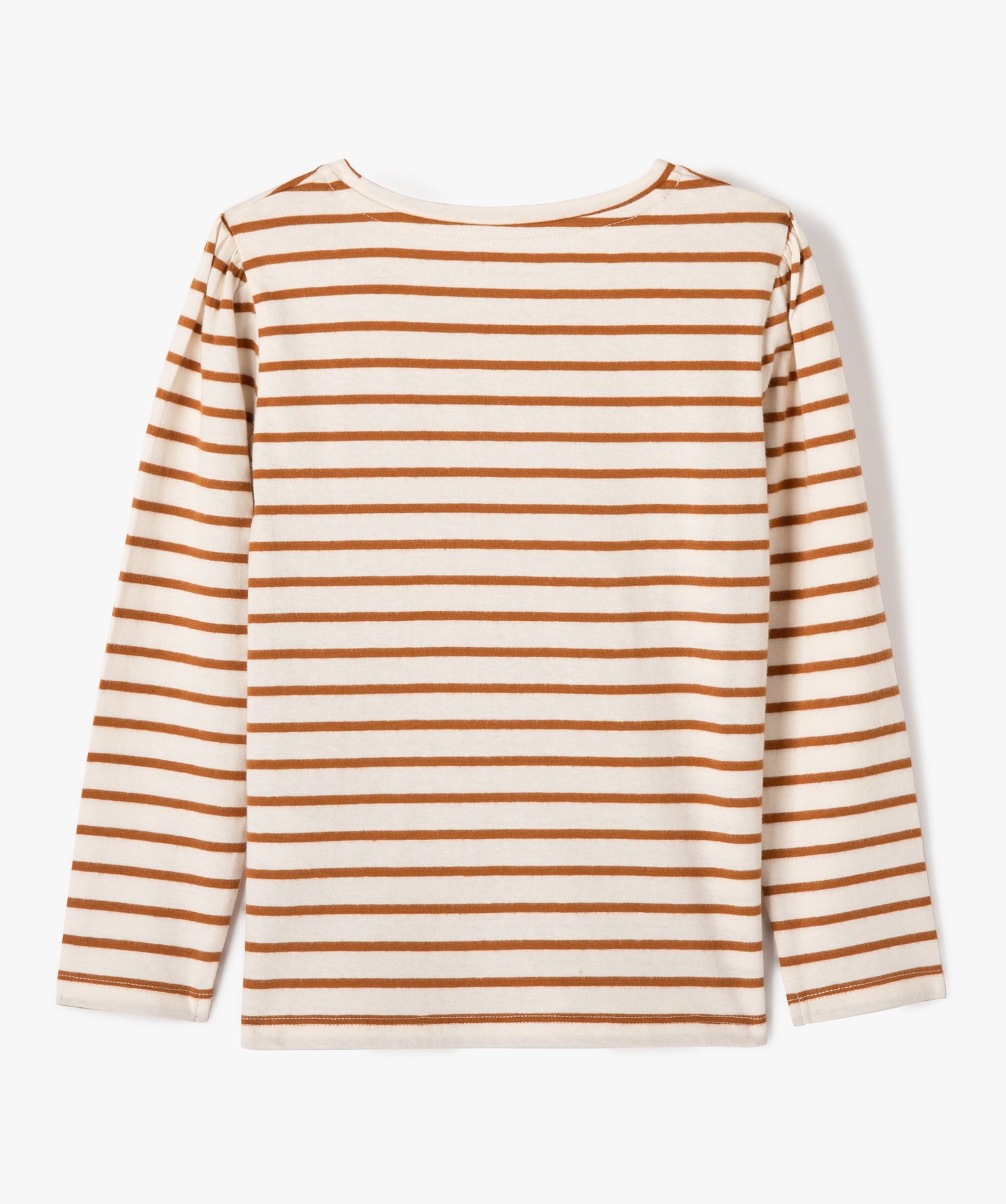 Tee-shirt manches longues rayé et brodé fille - LuluCastag... ecru | GEMO