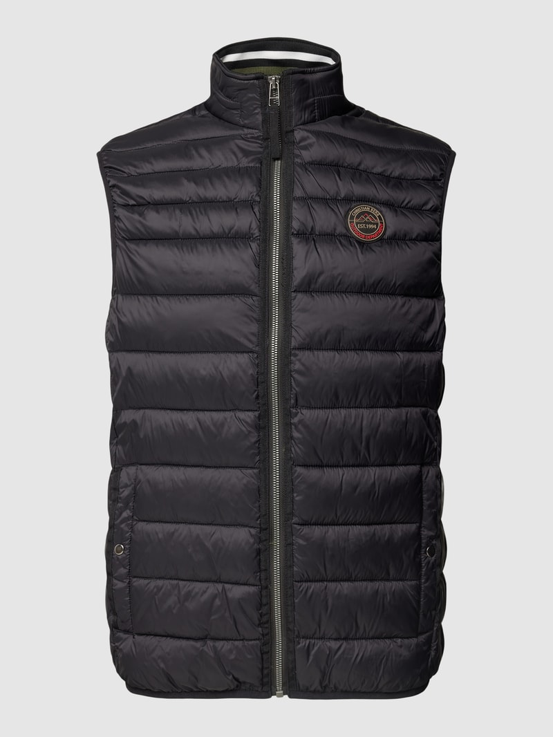 Steppweste mit Label-Patch in schwarz