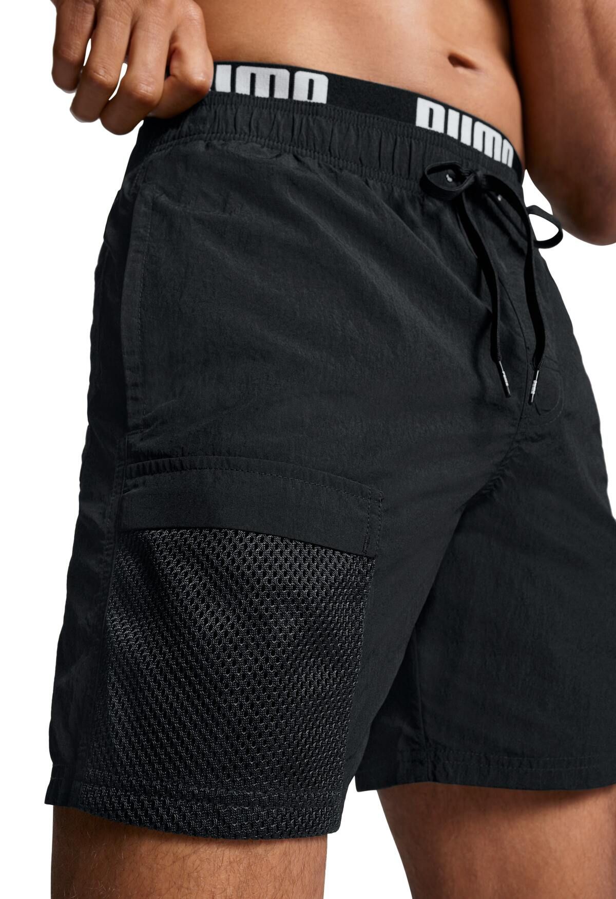 PUMA Black Mittellange Utility Shorts Schwimmhose