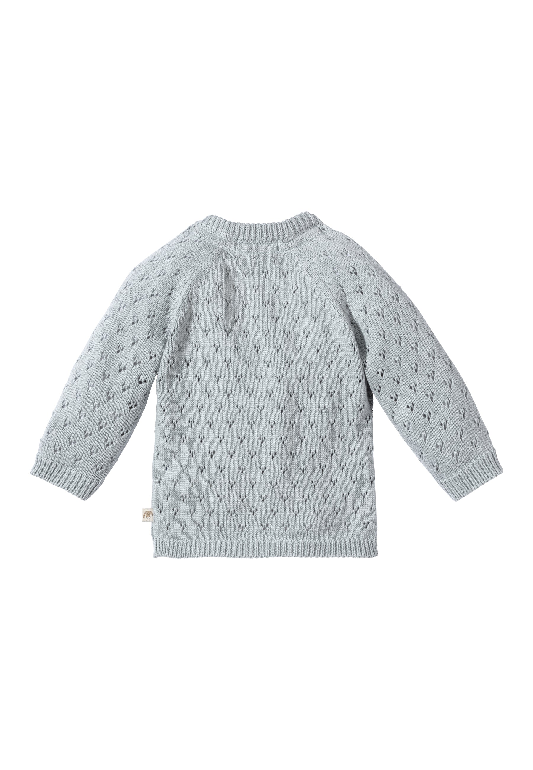 Strickjacke im Loch-Strick-Muster in graublau