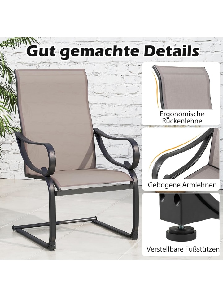 COSTWAY 2er Set Gartenstühle in Grau günstig kaufen onesize