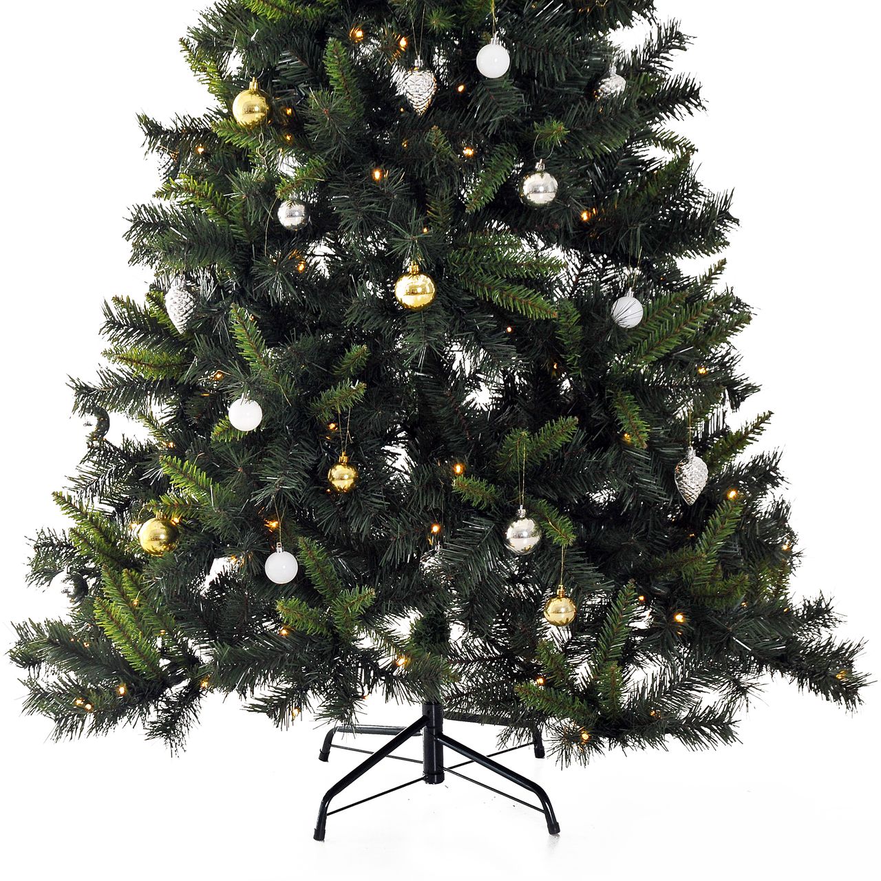 HOMCOM Weihnachtsbaum Tannenbaum mit Deko 200 LEDs 745 Spitzen Ø 112 x H180 cm