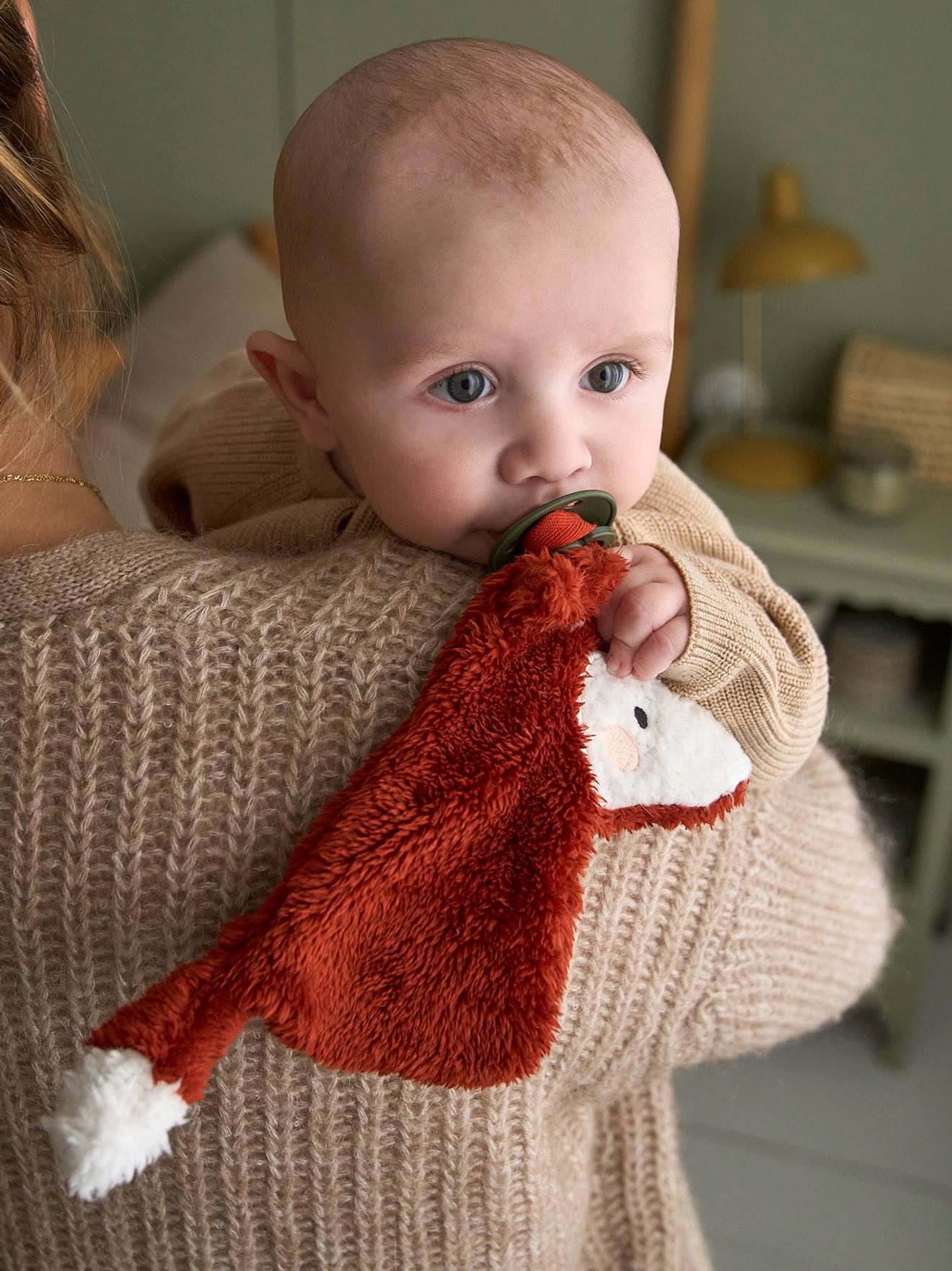 Vertbaudet Baby Schnullerkette mit Schmusetier - mandarine