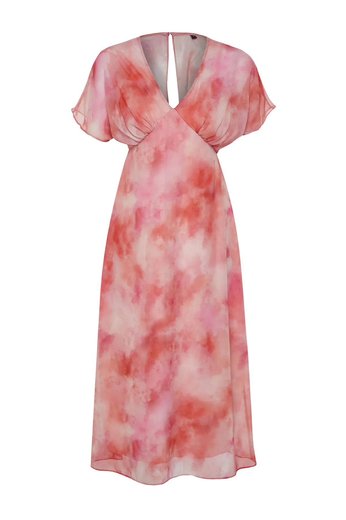 Trendyol Collection  Rosa A-Linien-Maxikleid aus gewebtem Chiffon mit abstraktem Muster TWOSS24EL00812