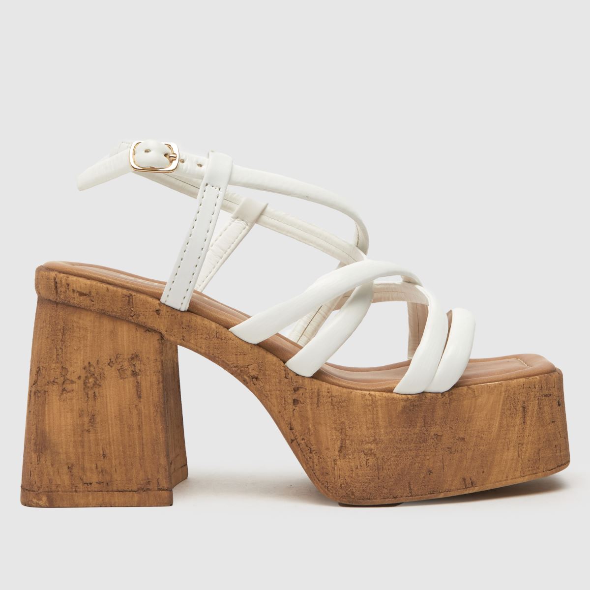 Schuh Vivian pántos parafa platform szandál fehér színben